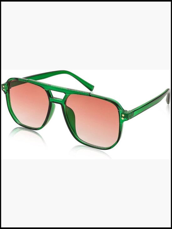 Vintage Square Aviator Sunglasses - Retro Plastic Frame UV400 Protection main image 6